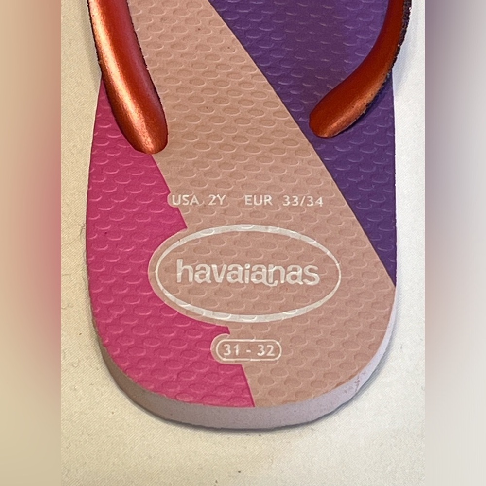 Havaianas flip flops slides sandals Girls 2 pink purple glitter rainbow unicorn - Picture 5 of 10